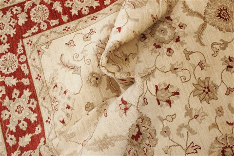 Pishavar Beige Hand Knotted 82 X 99 Area Rug 250-21664 Image 7