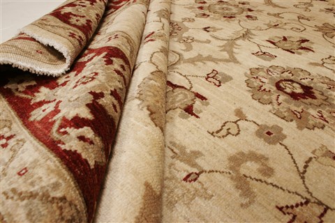Pishavar Beige Hand Knotted 82 X 99 Area Rug 250-21664 Image 8