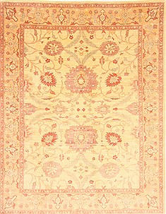Pakistani Pishavar Beige Rectangle 8x10 ft Wool Carpet 21667