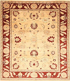 Pishavar Beige Hand Knotted 8'0" X 9'10"  Area Rug 250-21668