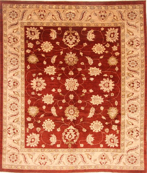 Pishavar Red Square Hand Knotted 89 X 96 Area Rug 250-21672 Image 0