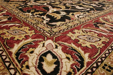 Pishavar Black Hand Knotted 82 X 100 Area Rug 250-21676 Image 16