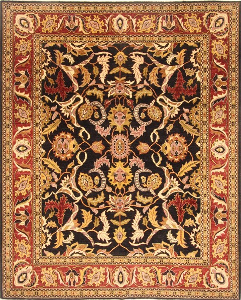 Pishavar Black Hand Knotted 82 X 100 Area Rug 250-21676 Image 0
