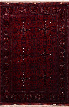 Afghan Khan Mohammadi Red Rectangle 3x5 ft Wool Carpet 21709