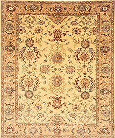 Egyptian Chobi Beige Rectangle 8x11 ft Wool Carpet 21711