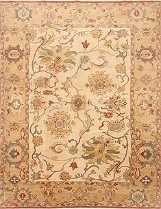 Egyptian Chobi Beige Rectangle 8x10 ft Wool Carpet 21713