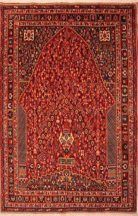 Qashqai Red Hand Knotted 69 X 102 Area Rug 100-21719 Image 0