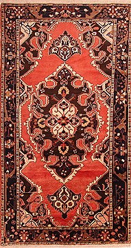 Bakhtiar Red Runner Hand Knotted 5'5" X 10'2"  Area Rug 100-21722