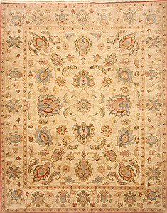 Egyptian Chobi Beige Rectangle 8x11 ft Wool Carpet 21726