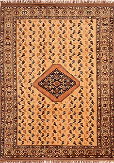 Afghan Yamouth Yellow Rectangle 7x10 ft Wool Carpet 21736