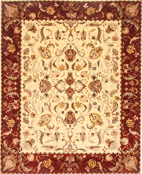 Kashan Beige Hand Knotted 711 X 910  Area Rug 250-21746 Image 0