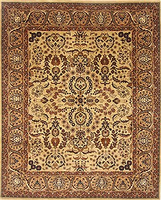 Indian Jaipur Yellow Rectangle 8x10 ft Wool Carpet 21752