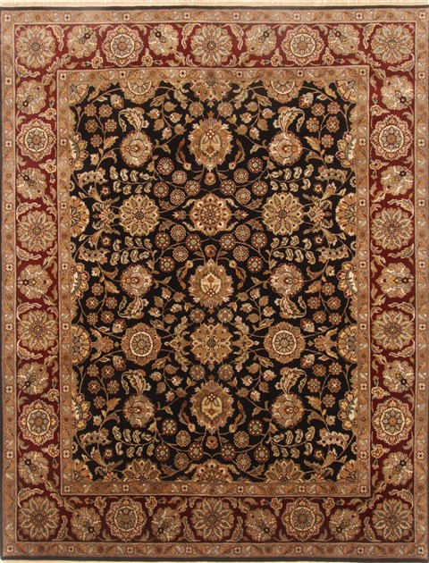 Agra Black Hand Knotted 80 X 102 Area Rug 250-21753 Image 0