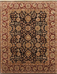 Indian Agra Black Rectangle 8x10 ft Wool Carpet 21753