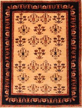 Persian Gabbeh Yellow Rectangle 7x9 ft Wool Carpet 21757