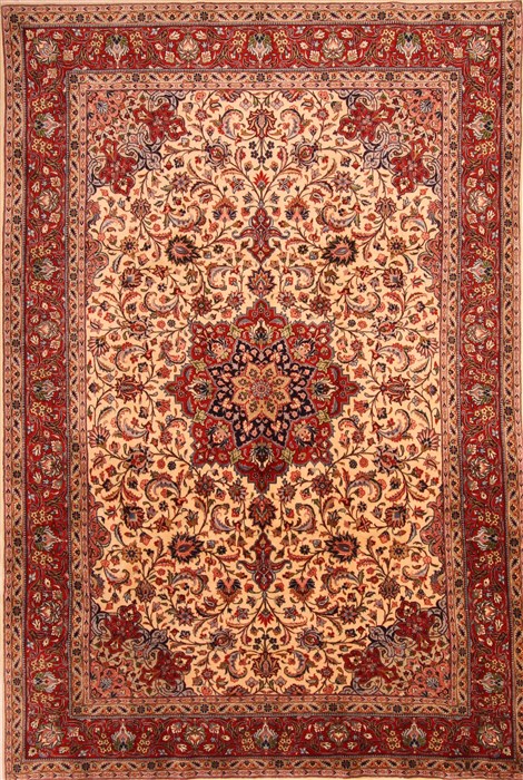 Tabriz Red Hand Knotted 69 X 101 Area Rug 100-21762 Image 0