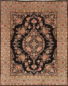 Chinese Tabriz Black Rectangle 8x10 ft Wool Carpet 21769