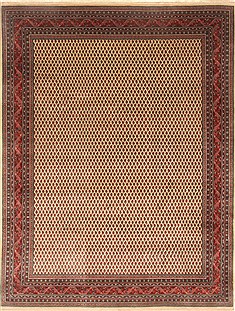 Agra Beige Square Hand Knotted 8'9" X 10'3"  Area Rug 250-21779