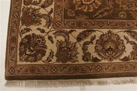 Agra Brown Hand Knotted 83 X 100 Area Rug 250-21786 Image 19