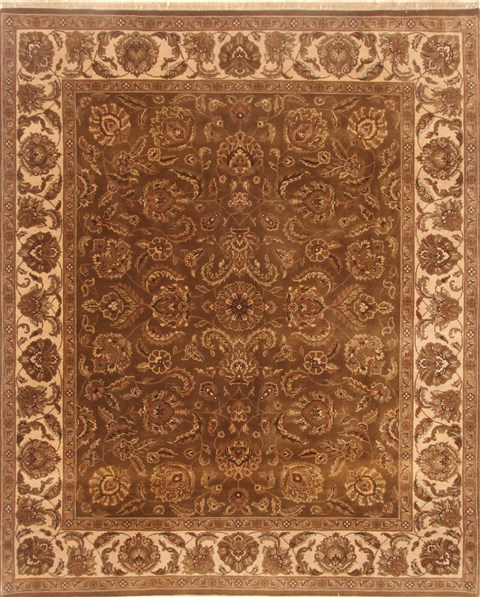 Agra Brown Hand Knotted 83 X 100 Area Rug 250-21786 Image 0