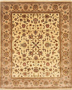 Agra Beige Hand Knotted 8'1" X 9'10"  Area Rug 250-21788