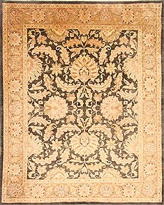 Indian Pishavar Brown Rectangle 8x10 ft Wool Carpet 21806