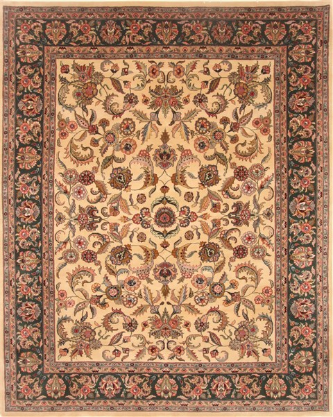 Kashan Beige Hand Knotted 711 X 910  Area Rug 250-21814 Image 0