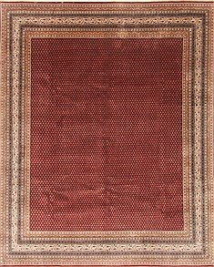 Indian Tabriz Red Rectangle 8x10 ft Wool Carpet 21845