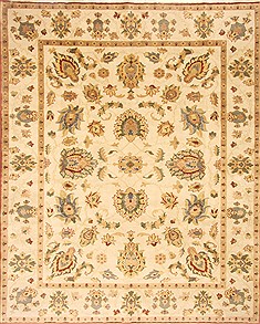 Egyptian Chobi Beige Rectangle 8x10 ft Wool Carpet 21855