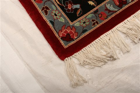 Pakistani Kashan Red Rectangle 6x9 ft Wool Carpet 21871 | SKU 21871