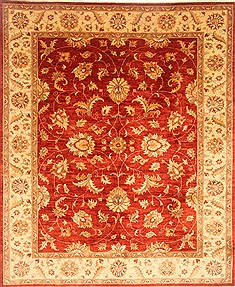 Pishavar Red Hand Knotted 8'1" X 9'10"  Area Rug 250-21877