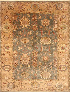 Egyptian Chobi Green Rectangle 8x11 ft Wool Carpet 21885