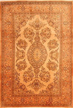 Sarouk Yellow Hand Knotted 6'9" X 9'10"  Area Rug 100-21888