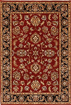 Agra Red Hand Knotted 4'6" X 5'11"  Area Rug 250-21894