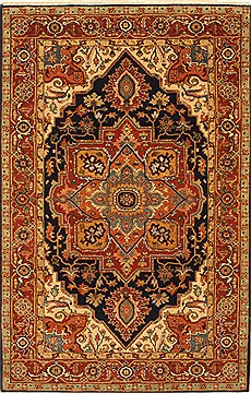 Indian Serapi Blue Rectangle 4x6 ft Wool Carpet 21901