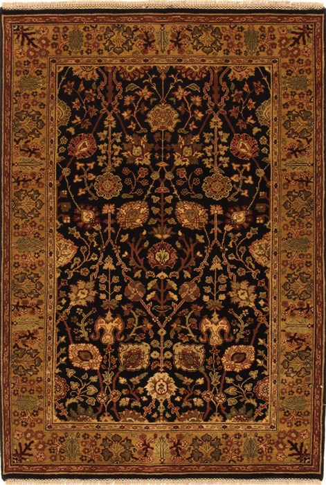 Agra Black Hand Knotted 42 X 60 Area Rug 250-21903 Image 0