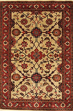 Agra Beige Hand Knotted 4'1" X 7'11"  Area Rug 250-21905