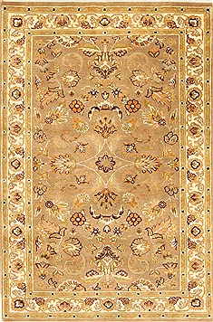 Indian Agra Beige Rectangle 4x6 ft Wool Carpet 21907