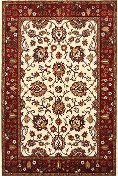 Indian Agra Beige Rectangle 4x6 ft Wool Carpet 21914