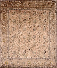 Persian Tabriz Brown Rectangle 10x12 ft Wool Carpet 21920