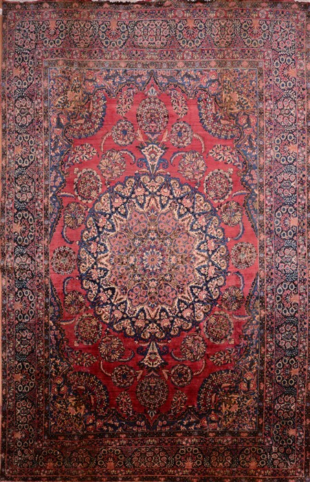 Yazd Red Hand Knotted 115 X 173 Area Rug 100-21921 Image 0