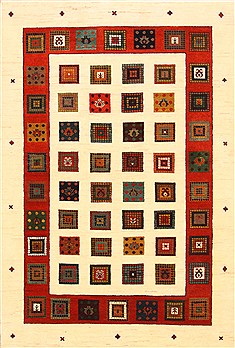 Indian Gabbeh Beige Rectangle 4x6 ft Wool Carpet 21932