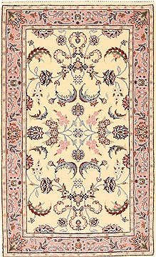Romania Kashan Beige Rectangle 3x5 ft Wool Carpet 21948