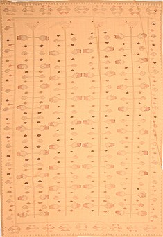 Romania Kilim Brown Rectangle 9x12 ft Wool Carpet 21953