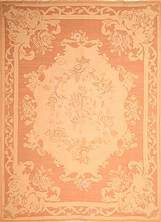 Romania Aubusson Beige Rectangle 10x13 ft Wool Carpet 21954