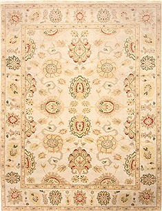 Egyptian Chobi Beige Rectangle 8x11 ft Wool Carpet 21956