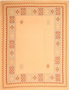 Romania Kilim Yellow Rectangle 8x10 ft Wool Carpet 21957