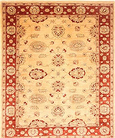 Pakistani Pak-Persian Beige Rectangle 7x9 ft Wool Carpet 21965