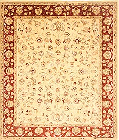 Pakistani Pishavar Beige Rectangle 8x10 ft Wool Carpet 21973