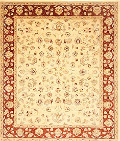 Pakistani Pishavar Beige Rectangle 8x10 ft Wool Carpet 21973